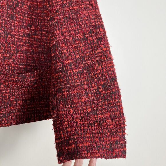 NWT Chico’s Women Open Front Jacket Embellished Tweed Blazer Red‎ Black Size 2 - Picture 7 of 13